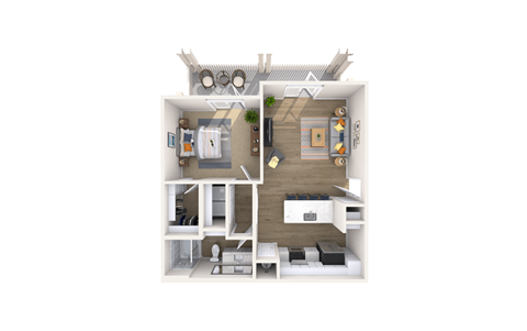 Floor plan for 1 bed, 1 bath, 790 sqft